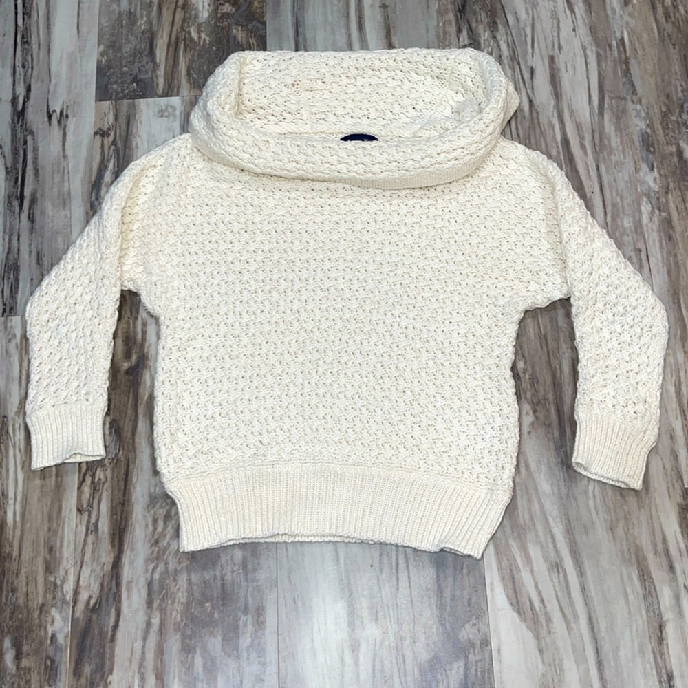 AE American Eagle Outfitters Womens Cowl Neck Sweater cream ivory Sweater Lg